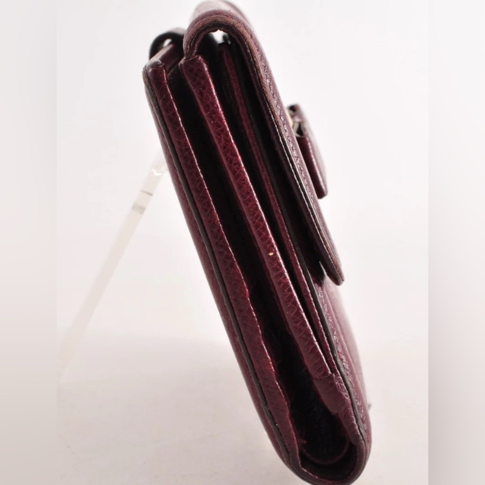 Salvatore Ferragamo Vara Ribbon Bi-Fold Wallet Leather Wine Red Auth EUC - Picture 4 of 16